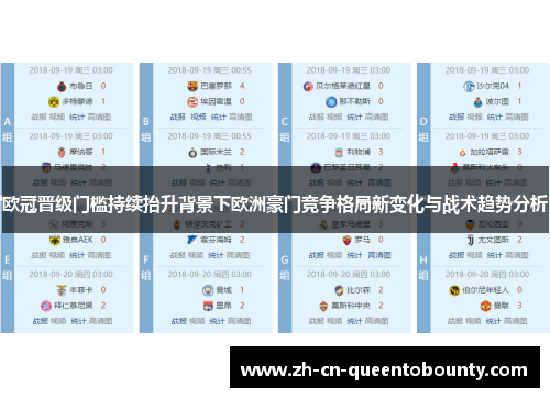 欧冠晋级门槛持续抬升背景下欧洲豪门竞争格局新变化与战术趋势分析